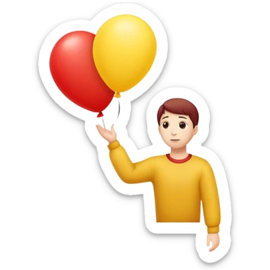 letting go of a yellow red balloon hand  sticker