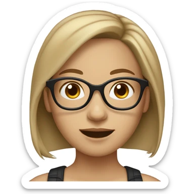 light skinned girl with black glasses and light brown hair sticker