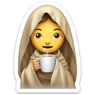Light girl inside a blanket sipping coffee eyes closed sticker