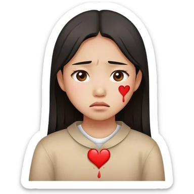brave asian girl broken heart emoji sticker