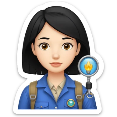 estudiante mujer de odontología con el cabello negro recogido con un explorador  sticker