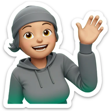 smiling girl in grey hoodie sticker
