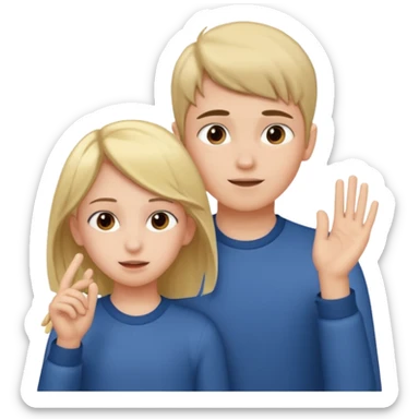 a boy putting a girls hair behind her ear gesture sticker