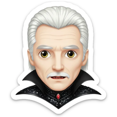 Dracula with white hair, black sequin outfit sticker