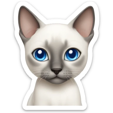 kawaii white siamese cat with gray markings and blue eyes sticker