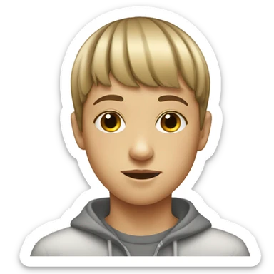 teenager with bowl cut and disability  sticker