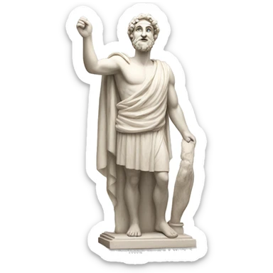 A greek statue looking happy showing full body sticker