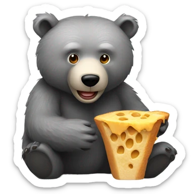 realistic-grey-bear-eating  sticker