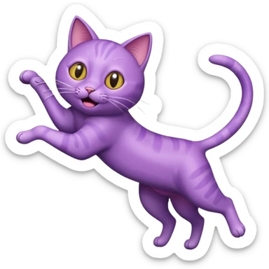 funny purple cat jumping after a fly more thin cat  sticker