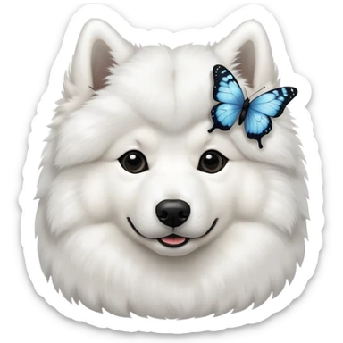 Samoyed with a Black butterfly sticker