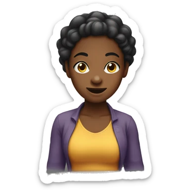 Black girl shrugging hands with sweaty smile sticker