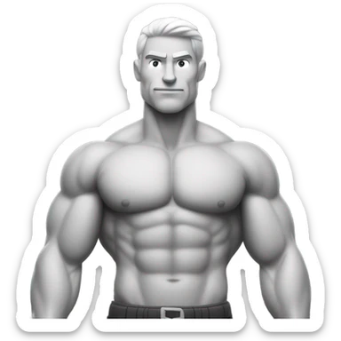 muscular man in monochrome chad sticker