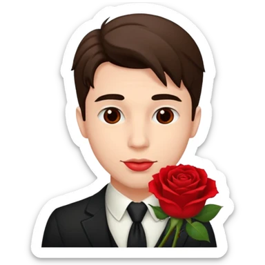 handsome man with a rose in his mouth sticker