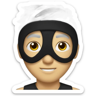 white hair young man with black blindfold on his eyes sticker