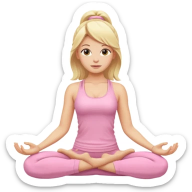 blonde yoga girl light pink clothes n sticker