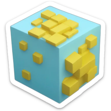 Light blue cube and on top of it yellow nimb sticker