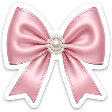Pastel pink bow with pearls sticker
