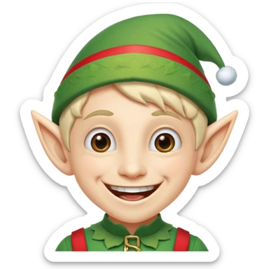duende navideño con una sonrisa amplia y brackets en los dientes sticker