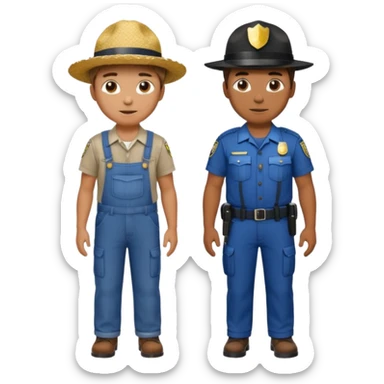 cop and farmer  sticker