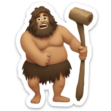 caveman with wooden wheels sticker
