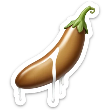 Long Tan colored eggplant with white paint dripping sticker