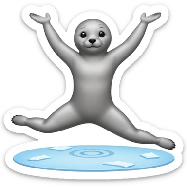 A seal performing gymnastics and juggling on ice sticker