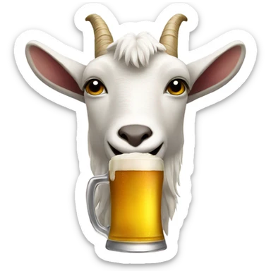 Goat drinking beer sticker