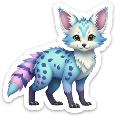 Feral Rare Fantasy pastel Vernid-Trico-species by LiLaiRa, random markings, tufted tail, tufted ears, full body sticker