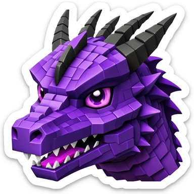 Minecraft black dragon head with purple eyes sticker