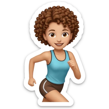  curly 
updo hair brown hair girl running sticker