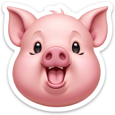Cinematic Cute Yawning Pig Portrait Emoji, Head tilted slightly with a dramatic, wide-open yawn, showcasing a soft, smooth rosy-pink hide with droopy ears, round beady eyes barely open in drowsy contentment, Simplified yet irresistibly adorable features, highly detailed, glowing with a soft, cozy glow, high shine, relaxed yet expressive, stylized with a touch of whimsical charm, bright and endearing, soft glowing outline, capturing the essence of a sleepy yet affectionate pig, so drowsy it feels like it could stretch out of the screen and curl up for a nap! sticker
