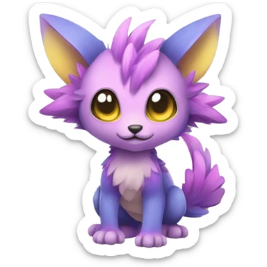 Cute cool colorful fantasy animal hybrid Fakemon full body sticker