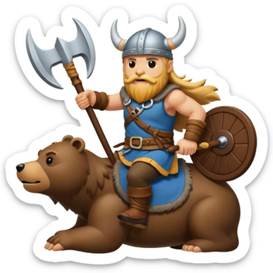 Viking riding bear sticker