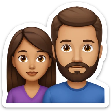 Naked Latina woman with white man with brown beard sticker