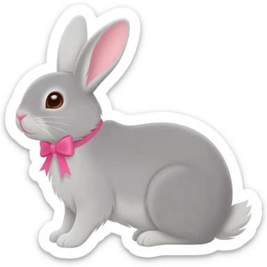 Серый зайчик с бантиком sticker