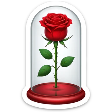red rose under a glass dome sticker