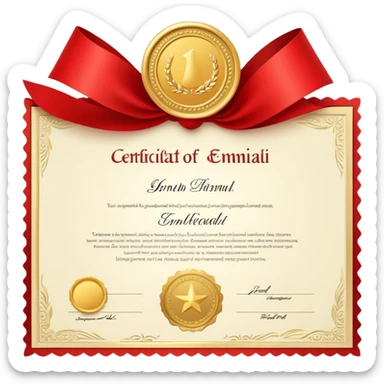 red certificate sticker