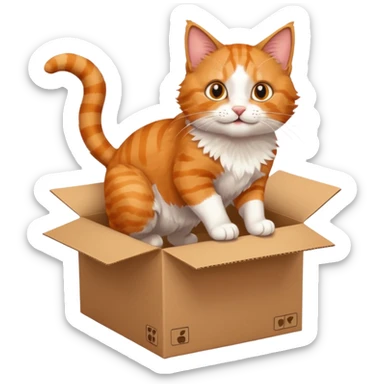 cat jumping out of a box sticker
