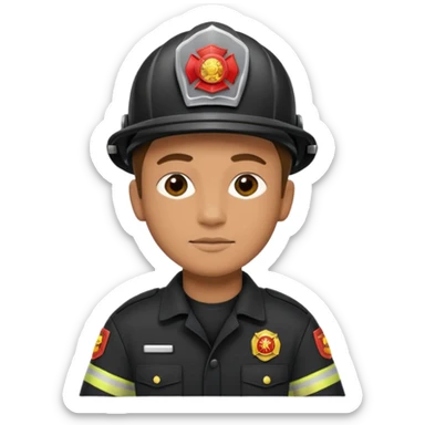 Firefighter with Black uniform sticker
