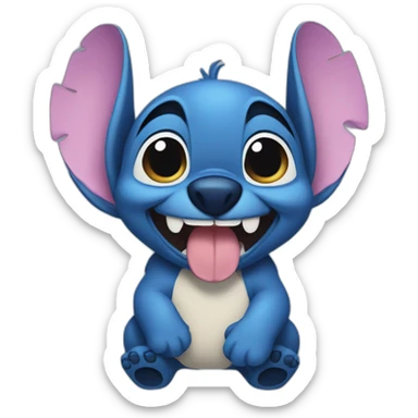 Stitch tient un appareil photo sticker