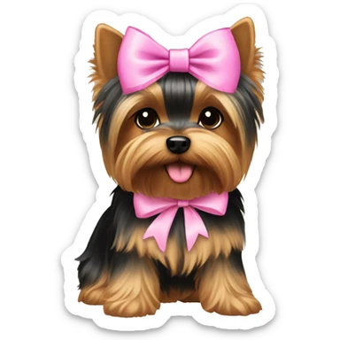 yorkie with a pink bow  sticker
