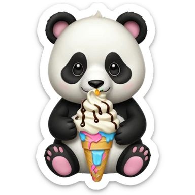 Panda eating ice cream sticker