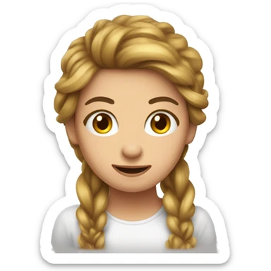 Ragazza con i capelli castani disperata sui libri  sticker