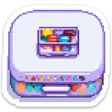 cosmetics, makeup items, beauty products, pixel art style sticker