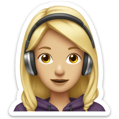 Blonde girl with headphones and hoodie  sticker