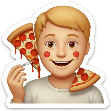 Happy face eating pizza  sticker