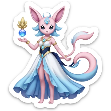 Pastel Lunar Celestial Absol-Sylveon-Umbreon-fusion (full body) sticker