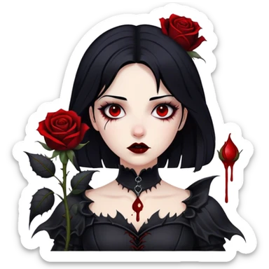 Bloody black rose anime gothic beautiful gorgeous cool edgy lady sticker