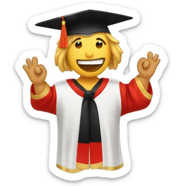 Birrete con un diploma color dorado y negro y el lazo rojo . sticker