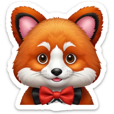 red panda with red bow tie sticker